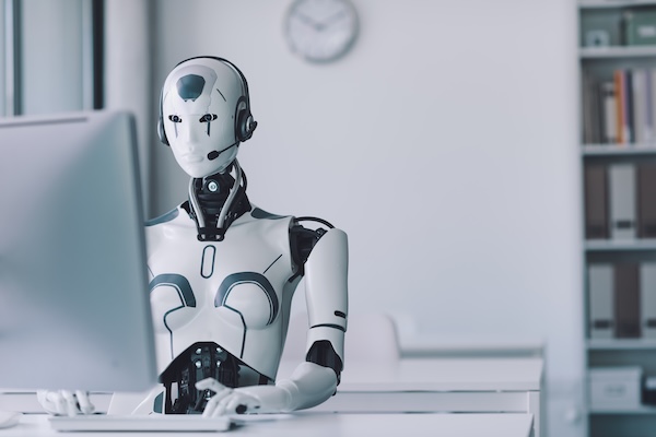 Operadora virtual con IA atendiendo llamadas telefónicas para una empresa
